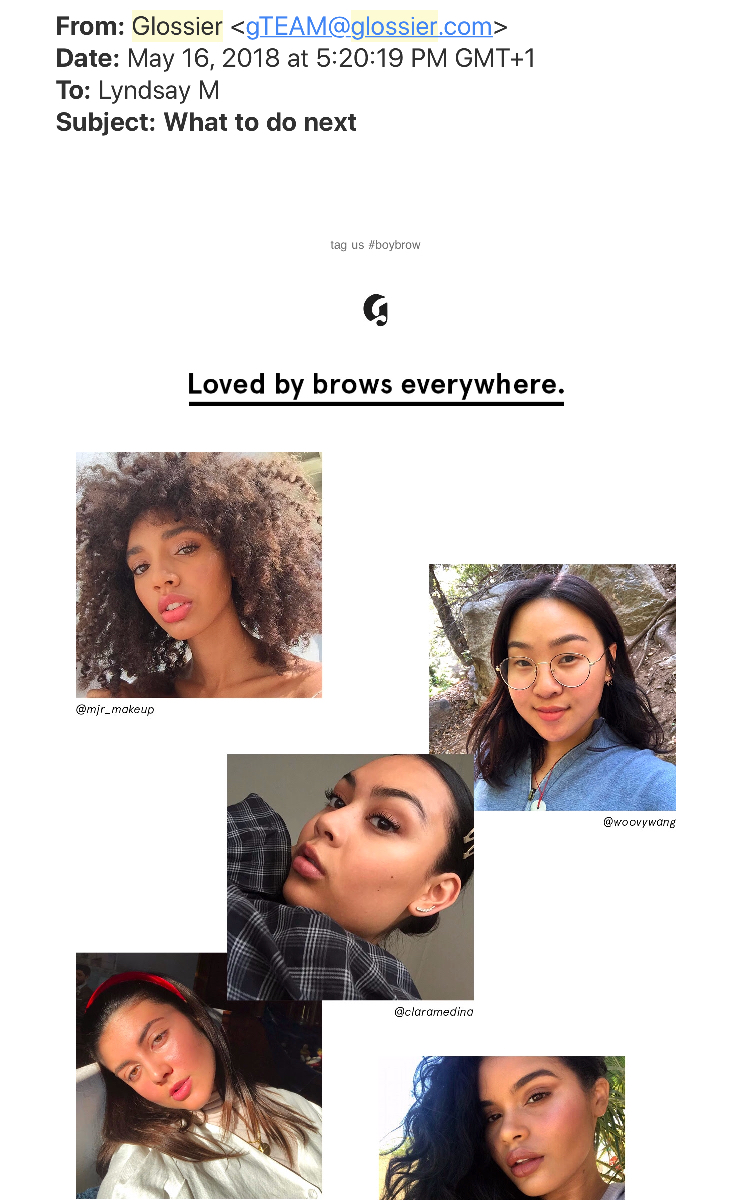 glossier personalized email customer communication