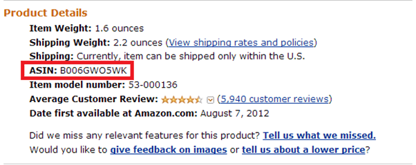 Amazon seller tools: ASIN Number lookup